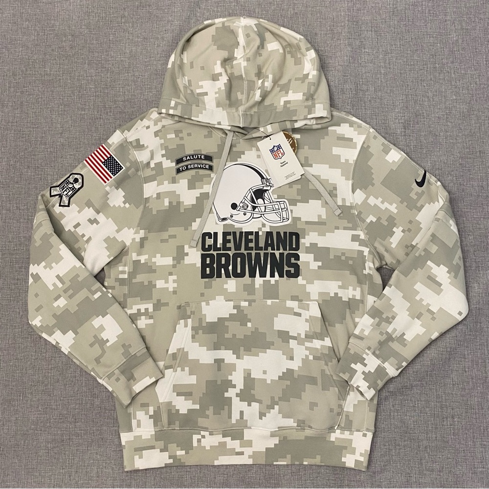 Nike Cleveland Browns Mens Small 2024 Salute to Service Arctic Camo Hoodie New